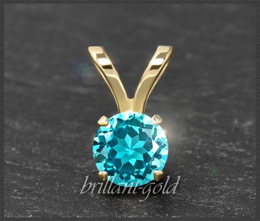 Anhänger 585 Gold türkiser Topas 4,5,6,7mm